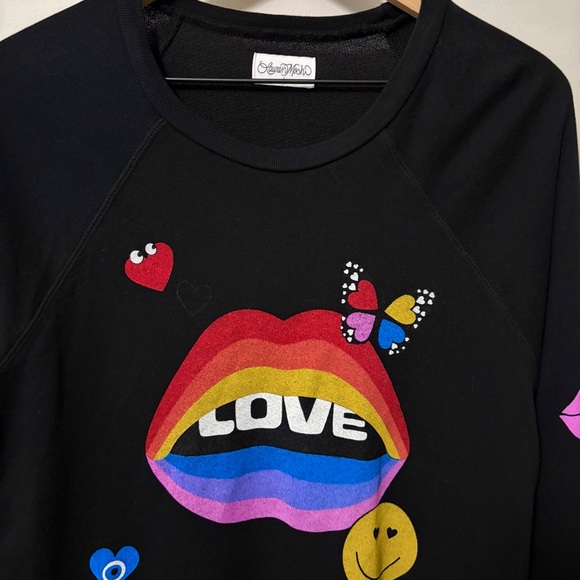 Lauren Moshi Anela Sweatshirt Love Collage Onyx - Picture 3 of 12